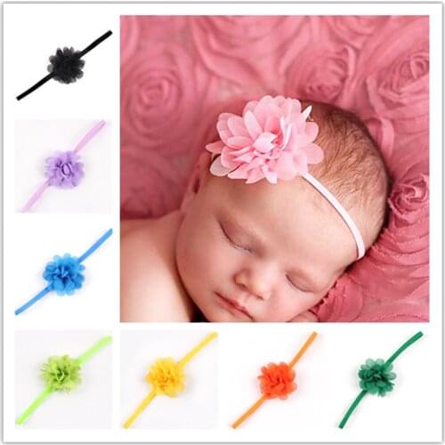 1pcs/lot 14Clr Fashion children infant kids newborn Baby girl chiffon mini flower Head bands Hair Band min order $3 Head Piece