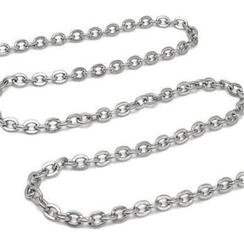 1PC Stainless Steel Cross O Chain Necklace For Women Men DIY Jewelry Making Findings Thin Bracelet Necklace DIY Pendant Necklace