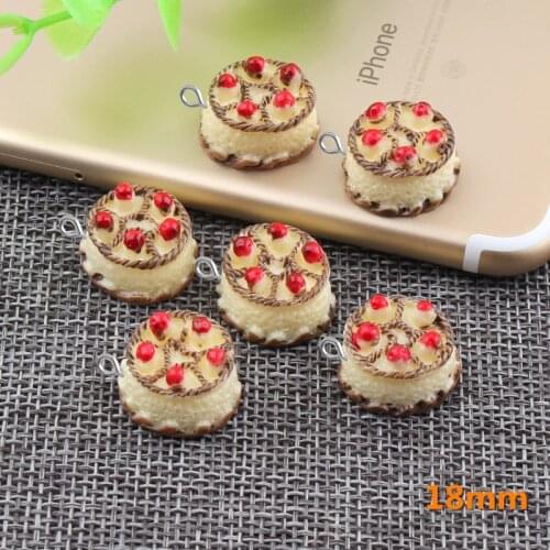 10pcs 18mm Handmade DIY resin birthday cake charms kawaii cabochon sticker simulated fake food craft decoration jewelry making