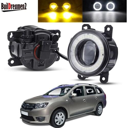 2 X Angel Eye Fog Light Assembly For Dacia Logan 2004-2015 Car Front Bumper LED Lens Fog Daytime Running Lamp DRL 30W H11 12V