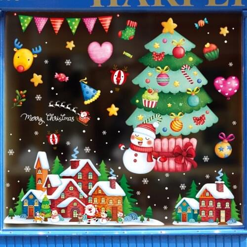 24 Style Wall Sticker Tree Star Christmas Decorations Marry Decal Hollow Lantern Star for Tree Window Christmas Mural Home Decor