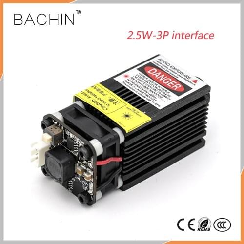 2500mW 445nm Laser Module Laser Cutter Head, CNC Laser Cutting Engraver Part, 2.5W Focusing TTL PWM Laser for CNC Router