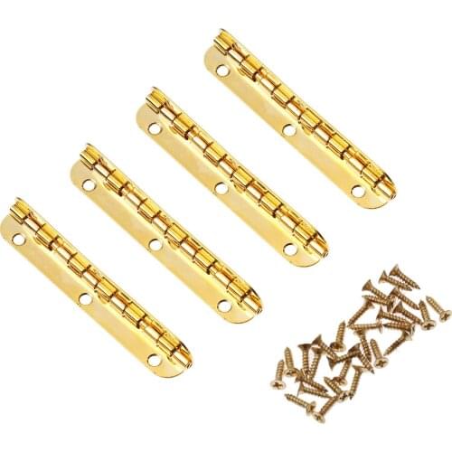 4Pcs Wooden Gift Box Hinges for Kitchen Cabinets Furniture Box Hardware Box Wood Dollhouse Door Window Hinge with screws 65x15mm