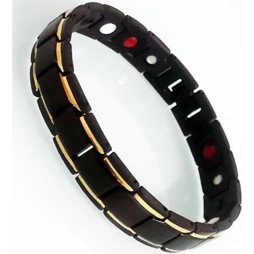 Mens Black Stainless Steel Men Bracelets On Hand Therapeutic Energy Healing Benefit Magnetic Therapy Arthritis Womens Jewelry