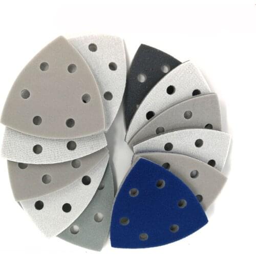 6 Hole Triangle Wet/Dry Flocking Sponge Sanding Disc Sandpaper 90MM 300-3000 Grit Abrasive Tools for Polishing Grinding-10pc