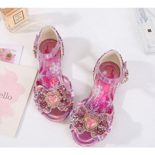 Disney Girls Sandals Frozen Elsa Princess Shoes Little/Big Girls Crystal Shoes Children Kids Beautiful Show Shoes