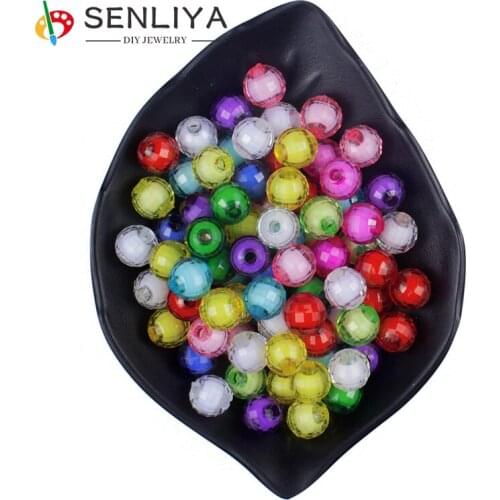 20/50/100Pcs/Lot Choose Colors Beads 8/10/12/14mm Faceted Earth Acrylic Loose Spacer Beads for DIY Handmade Necklace Bracelet