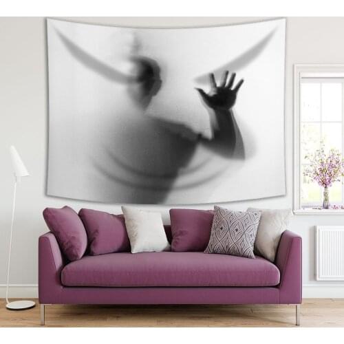 Tapestry Dangerous Man Behind the Frosted Glass Halloween Danger Theme Photo Printed Black White