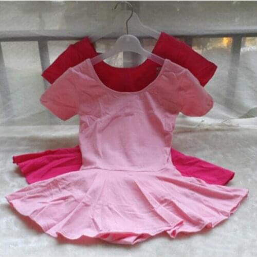 Cotton Ballet Leotards Short Sleeve Kid Children Ballet Tutu Girls Round-neck Tutu Dress Dance Ballet Dance Dress