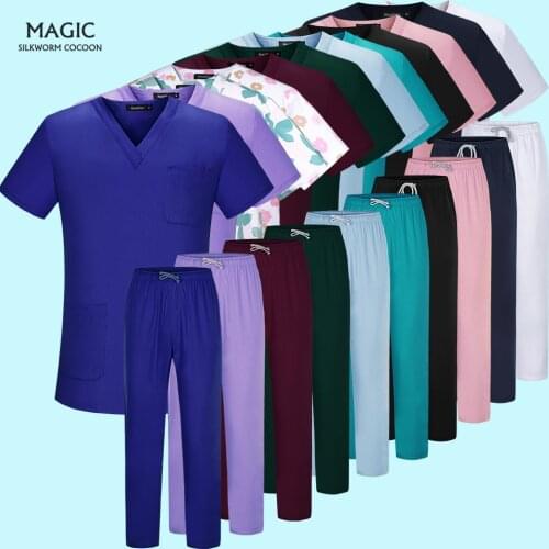 Health Workers Work Wear Unisex Scrubs Nursing Uniform Medical Women Set Uniform Clothes Scrub Tops Pants Hospital Costume Women