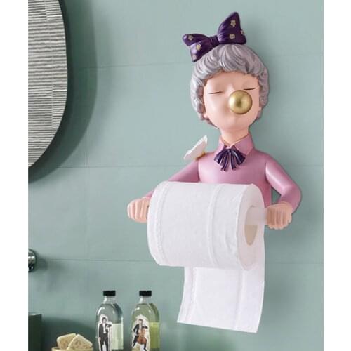 Creative Nordic Bubble Girl Bathroom Toilet Paper Holder for Restroom Wall Mount No Drilling Cute Delta Bamboo Storage