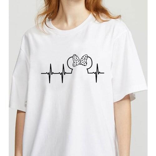 Summer Heartbeat Women tshirt Casual Funny t shirt Lady Young Girl Top Tee Casual Short Sleeves Tops t-shirt Female Clothing