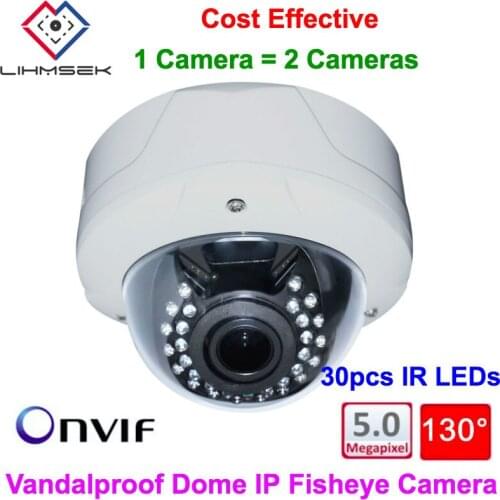 Lihmsek High End Fisheye Camera H.265 with 130 degree Wide Angle Lens Network ONVIF POE IP Fisheye Camera Security system