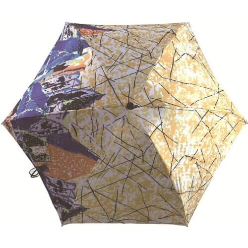 Small floral women pocket umbrella five folding black coating sunscreen UV protection strong windproof sunny and rainy umbrella