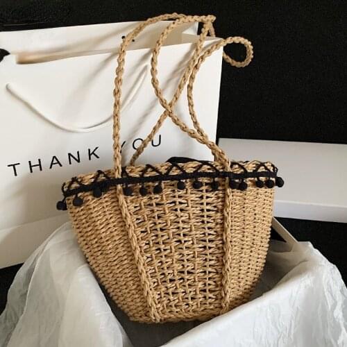 Fashion Tassel Woman Weave Handbags High Quality Rattan Bag 2021 Summer New Bohemia Female Beach Bag Casual Travel Shoulder Bag