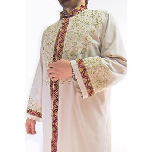 Muslim Imam Jubba Arab Robe Turkish Islamic Prayer Masjid Mosque Quality Embroidered caftan Dubai Special Religious Male Ramadan
