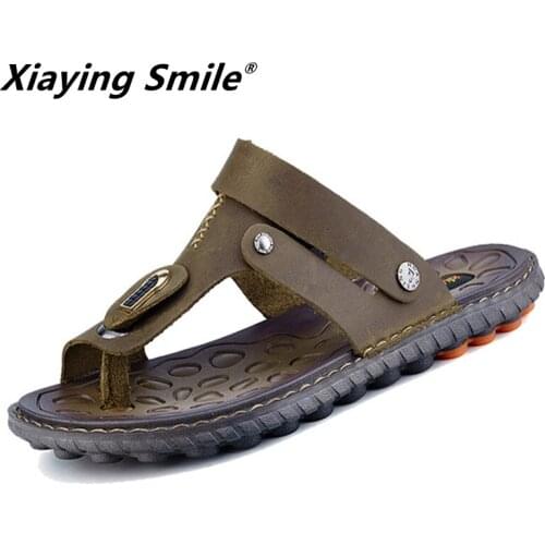 New Mens Sandals Cow Top Leather Sandals Summer 2020 New Beach Men Casual Shoes Outdoor Sandals Mens Shoes Designer Size 39-44