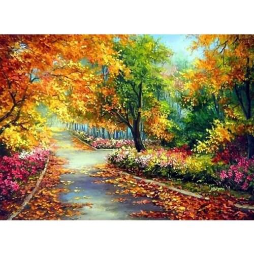 5D Diamond Painting Autumn Trees Flowers DIY Round Full Diamond Embroidery Kit Landscape Home Decoration Crafts
