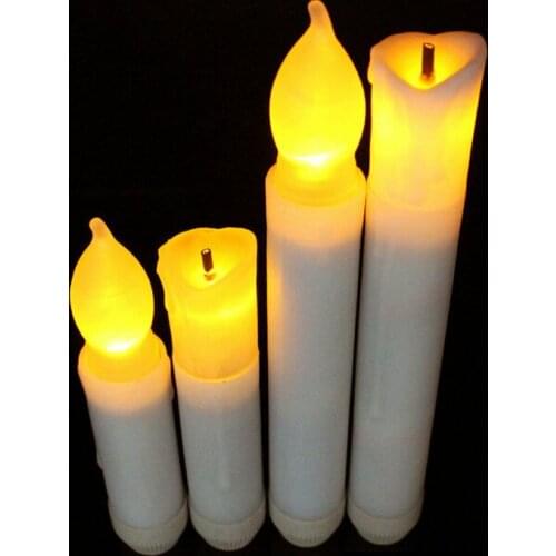 Set of 4 Battery Operate dip candle Drip Ivory LED Taper tealight Wedding Hotel Home Church Decor 10.6cm-11.5cm-15.5cm-16.5cm(H)
