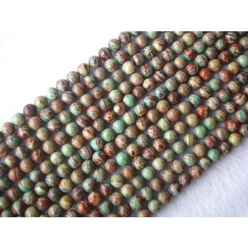 Natural Green Rainbow Veins Jasper Round 8mm Loose Beads For Jewelry Making DIY Bracelet Necklace Earrings