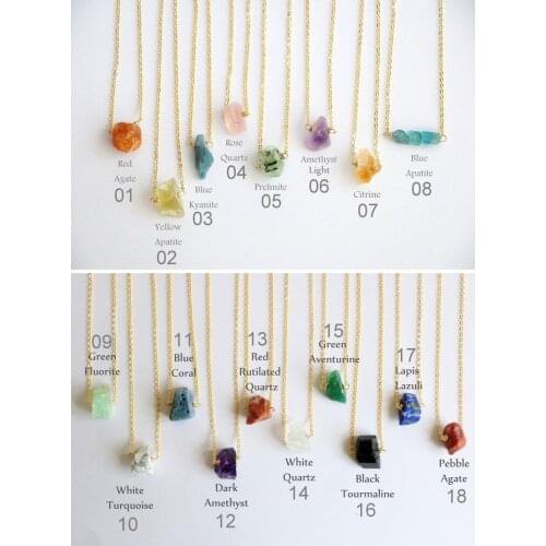 10Pcs/Lot Natural Howlite Tourmaline Fluorite Stone Nugget Chunky Beads Pendant Gold Chains Necklace Women Gemstones Necklace
