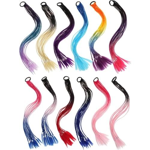 2021 New Elastic Hair Band Rubber Band Hair Accessories Wig Headband Girls Twist Braid Rope Headdress Braided Colored