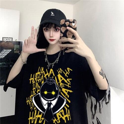 NEW Gothic Casual Short Sleeve Tee Japanese Anime Assassination Classroom T-Shirt Women Funny Cartoon Harajuku plus size tops