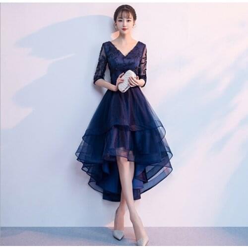 New style noble elegant dignified atmosphere show thin front short back long party dress