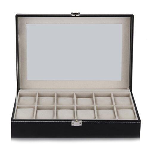 Big deal 12 Grid Watch Display Case Wrist Watch Storage Box Jewelry Storage Organizer