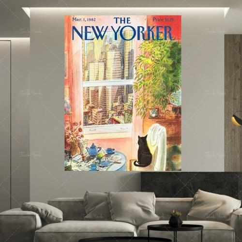 Poster and Prints Vintage The New Yorker 1982 March 1 Magazine Cover Canvas Painting Wall Art For Living Room Home Decor
