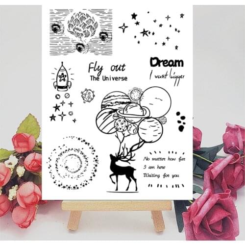 14x18CM Planet deer Transparent Seal Clear Stamps Silicone Seal Roller Stamps DIY Scrapbook Album / Card Production Easter