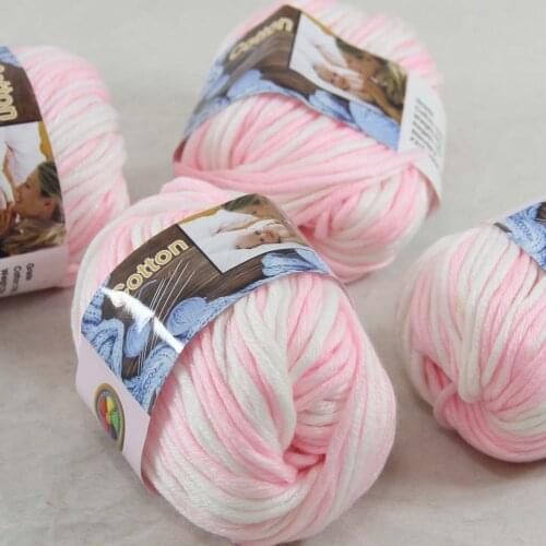 Sale 4 Ball x 50g Super Soft Pure Cotton Chunky Shawl Hand Knitting Womens Yarn Pink White 422-45-4
