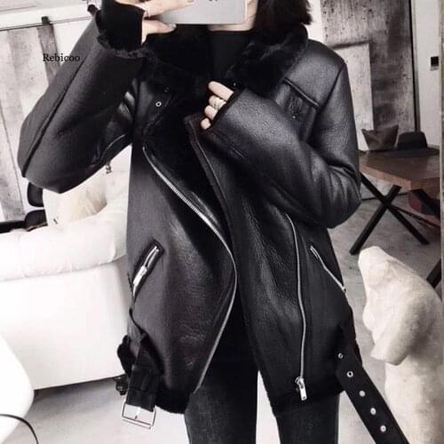 Rebicoo Womens Winter Leather Jackets