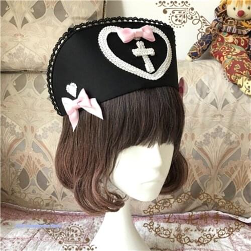 Sweet Clinic AP Pill Hospital Hat Lolita Handmade Gothic Punk Retro Nurses Cap Cosplay Costume Uniform Hat Halloween Props New