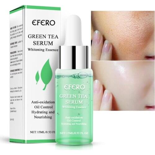 Green Tea Serum Facial Treatment Whitening Essence Skin Hydrating Serum for Shrinking Pores and Moisturizing Skin 15mL