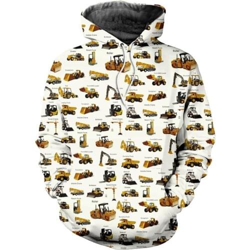 New men and women casual hoodie heavy equipment 3D printing zipper hoodie autumn and winter street sweatshirt