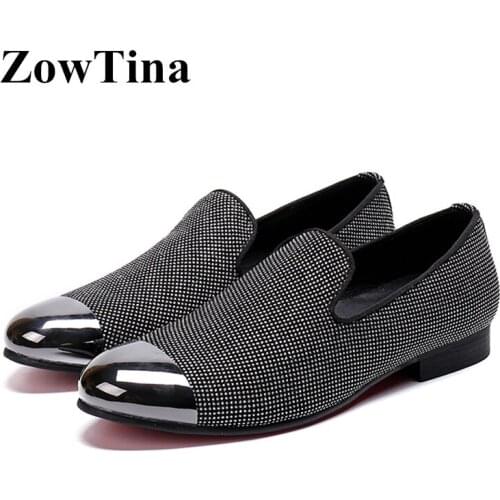 Metal Round Toe Men Flats Slip On Casual Flats Loafers Driving Shoes for Men Studded Design Espadrille Male Zapatillas Hombre