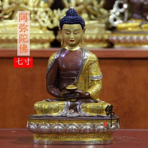 High grade Tibet temple buddha statue HOME safety healthy efficacious Protection Buddhism gilding Amitabha Buddha brass statue