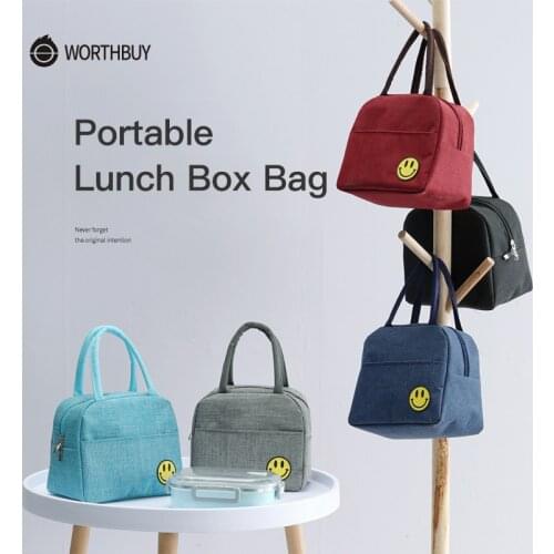 WORTHBUY Thermal Insulated Lunch Bag Portable Oxford Lunch Box Bag For Woman Kids Travel Picnic Waterproof Food Container Bag