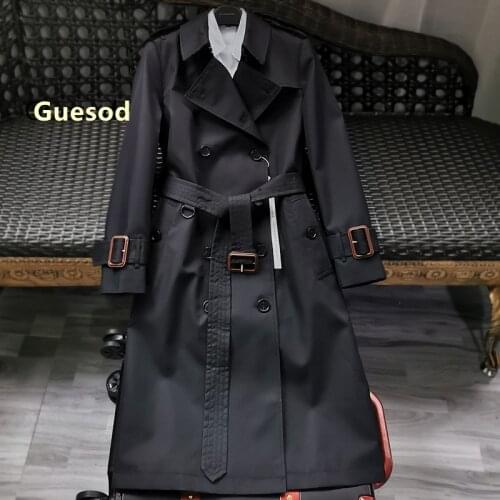 Women Trench Coat Spring Autumn Winter Classic Black Outerwear 2021 High Quality Female Outwear British Medium Length
