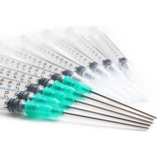 10Pcs 1ml Syringe with 18Ga 1.5'' Blunt Needle and Plastic Needle with Matching Cap For Mixing Liquids Gels Glues