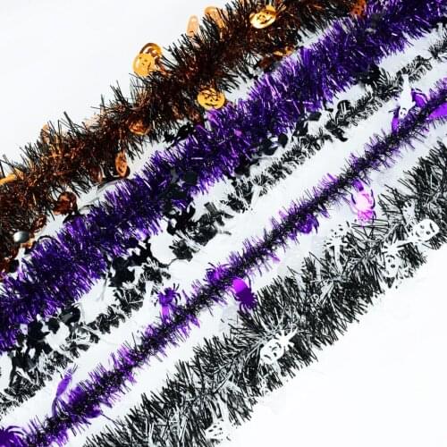 195cm Halloween Hanging Ornaments Colorful Bar Tops Ribbon Tinsel Garland Christmas Tree Decoration Wire Tinsel Party Supplies