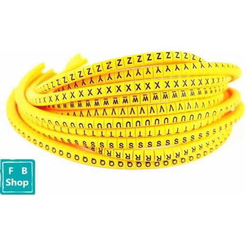 300pcs(each50pcs) EC-3 6sq.mm U-Z UVWXYZ English Letter Tube Label Network Wire Cable Marker