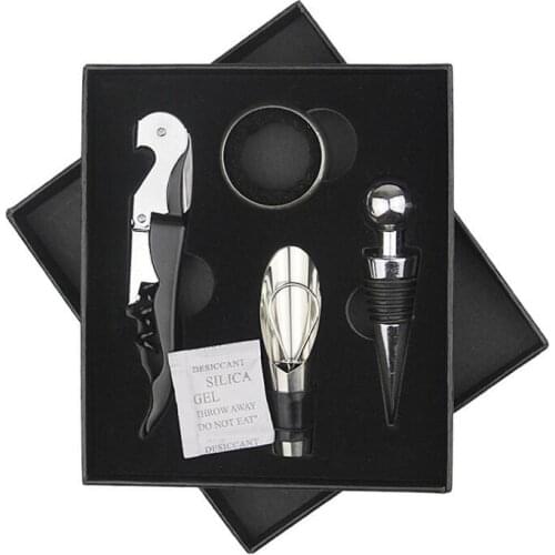 4Pcs/Set Wine Tool Sets Bottle Opener Wine stopper Stainless Steel Wine Accessory Kit Party Gifts LX2219