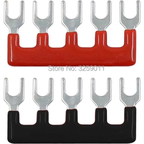 50PCS TB1505 TBD-15A Suyep 5 Positions 15A Wire Connector Pre Insulated Fork Type Barrier Spades Terminal Strip Jumper Block
