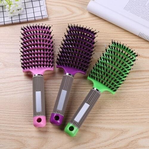 8 Color Hair Scalp Massage Comb Hairbrush Bristle Nylon Women Wet Curly Detangle Hair Brush for Salon Hairdressing Styling Tools