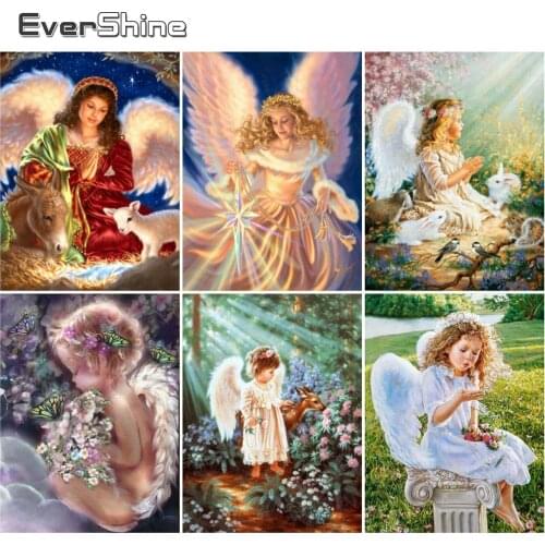 EverShine Diamond Embroidery Portrait Diamond Painting Full Drill Angel DIY Rhinestones Art Beaded Embroidery Wall Decor