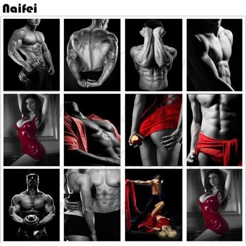 5D DIY Diamond Painting Sexy Art Men And Women Diamond Embroidery Perfect Abs Cross Stitch Kit Character Mosaic Home Decoration