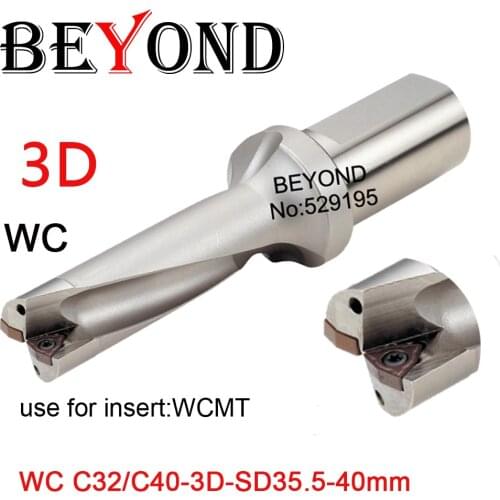 BEYOND WC 3D 35.5-40mm indexable U Drilling bit WCMT06T308 WCMX insert depth SD 36 36.5 37 37.5 38 38.5 39 39.5 Cooling port cnc