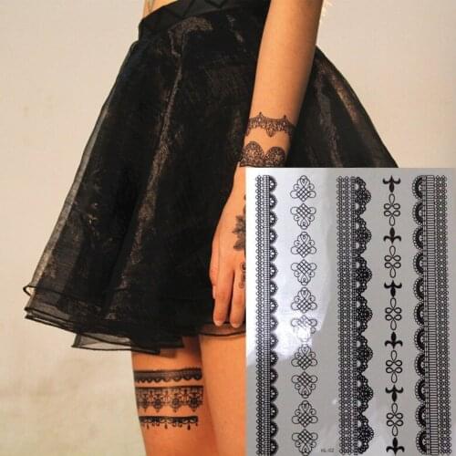 1 piece Black Henna Temporary Tattoo for lace Hands Inspired Body Stickers